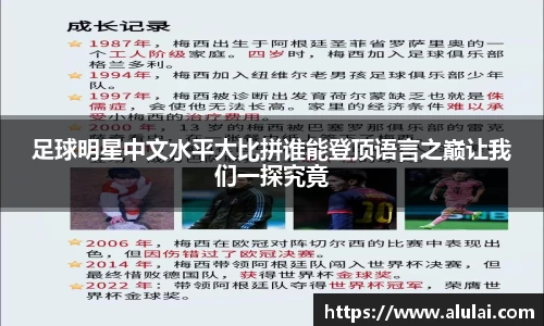 足球明星中文水平大比拼谁能登顶语言之巅让我们一探究竟
